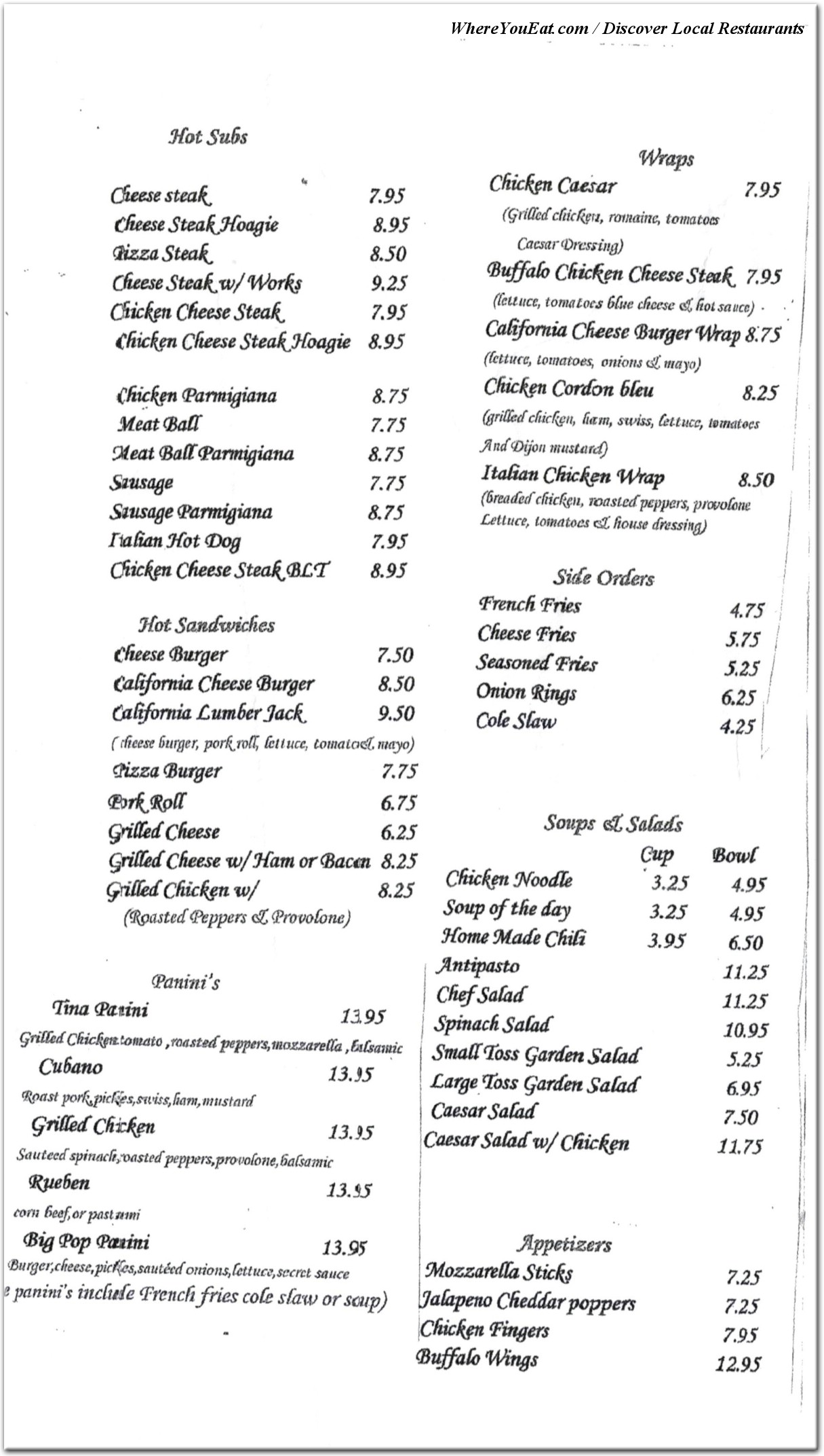 menu